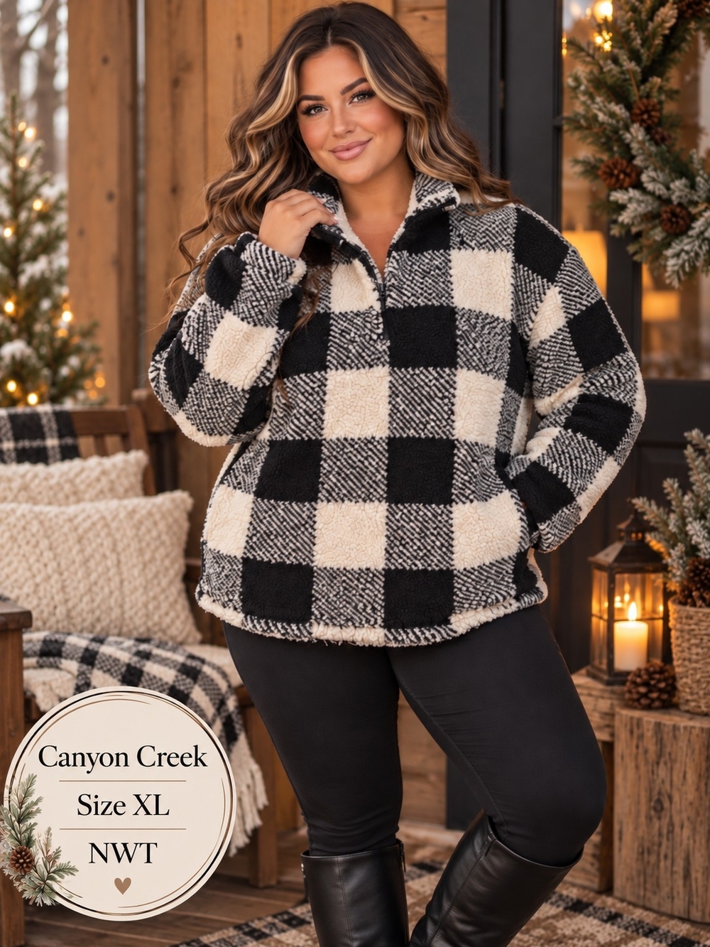 Canyon Creek NWT Buffalo Plaid Sherpa Pullover | Size XL